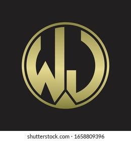 Wj Logo Monogram Circle Piece Ribbon Stock Vector Royalty Free