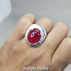 Batu Permata Merah Ruby Kristal Ring Perak Asli Kode