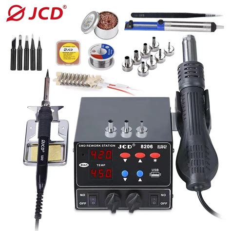 JCD 800W SMD Soldering Station Quick Heat Electric Hot Air Gun 3 In 1