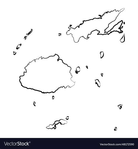 Hand drawn lined fiji simple map drawing Vector Image