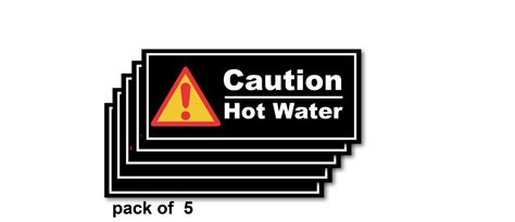 999store Caution Hot Water Sticker Sign Board Factories Black 30x13 Cms Industrial