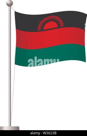 Waving Flag Of Malawi On Flagpole Template For Independence Day Poster