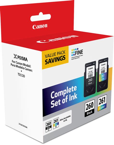 Canon Pg 260 Cl 261 2 Pack Standard Capacity Ink Cartridges Black Cyan Magenta Yellow 3725c006