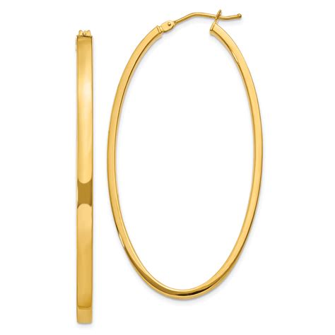 Icecarats Kt Yellow Gold Oval Hoop Earrings Ear Hoops Set Fine