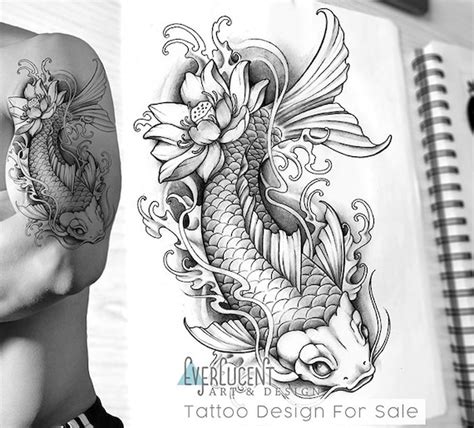 Japanese Koi 2 Tattoo Design Linework digital Download - Etsy