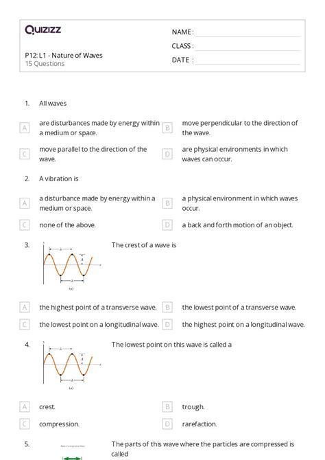 Oscillations And Mechanical Waves Worksheets For Th Year On