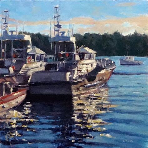 Bass Harbor Fishing Boats Oil Painting By Daniel Fishback