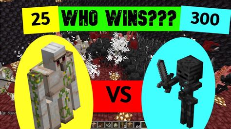 300 Wither Skeletons💀vs 25 Iron Golems Who Will Win Video 36 Minecraft Mobs War