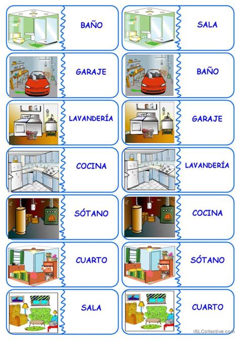 Fichas De Domin Partes De La Casa Espa Ol Ele Hojas De Trabajo Pdf