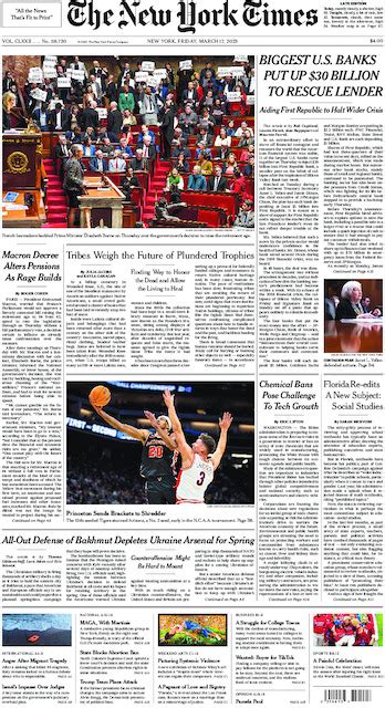 The New York Times In Print For Friday March 17 2023 The New York Times