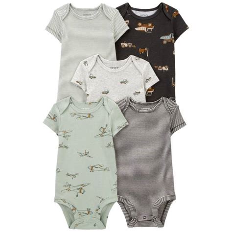 Carter S Infant Boy S 5 Pack Airplane Short Sleeve Bodysuits 1R036510