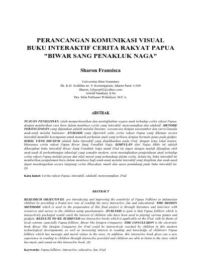 Perancangan Komunikasi Visual Buku Interaktif Cerita Rakyat Papua