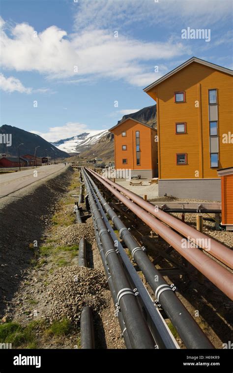 Europe Norway Svalbard Spitsbergen Longyearbyen Main Street With