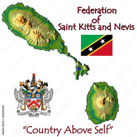 Saint Kitts Nevis Caribbean National Emblem Map Symbol Motto Stock