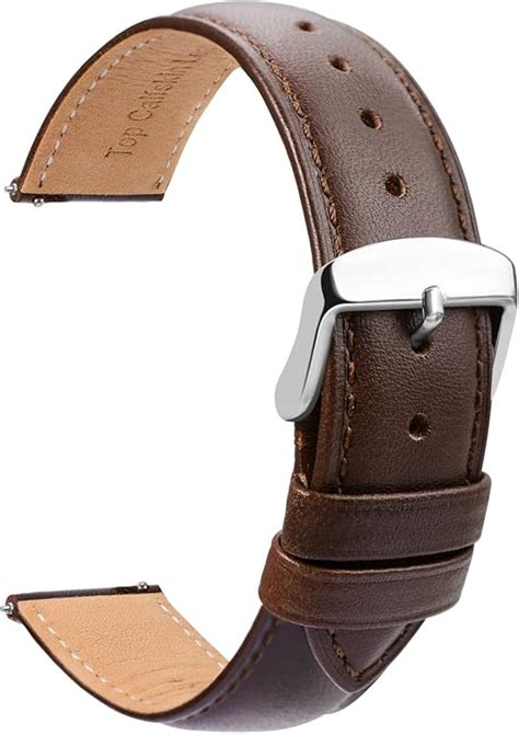 TStrap Leder Uhrenarmbänder 20mm Ersatz Weich Braun Schnellverschluss