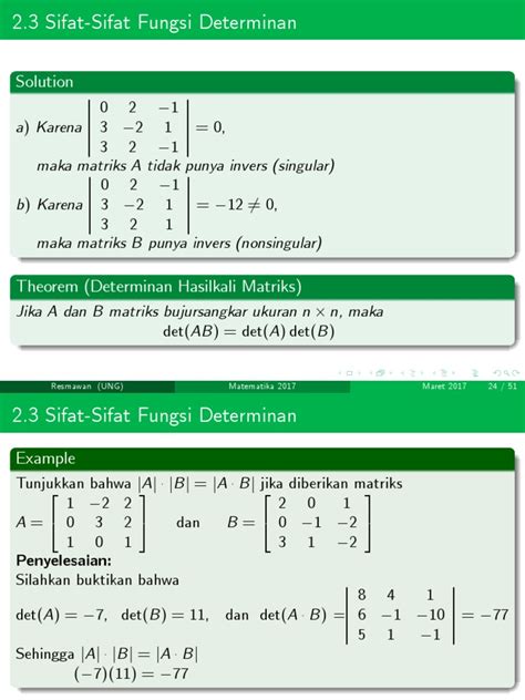 Fungsi Determinan Slide 2 3 2 5 Pdf Pdf