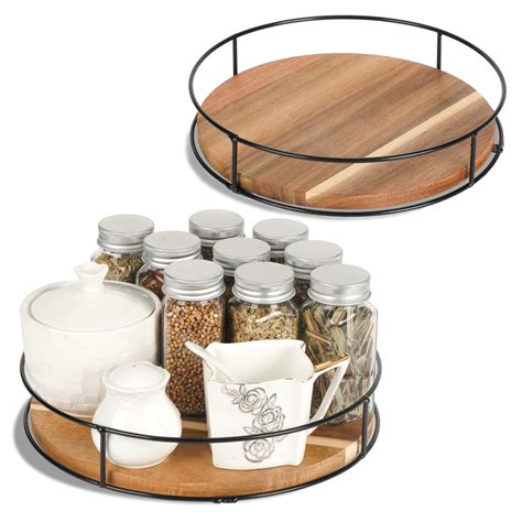 Buy Pack Acacia Wood Lazy Susan Organizers With Steel