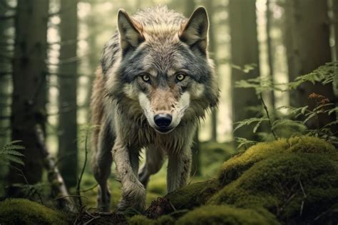 Premium AI Image | A wolf is hunting in the forest