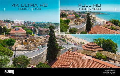 Comparison video standards 4K UHD and Full HD Stock Photo - Alamy