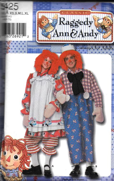 Simplicity 5425 Raggedy Ann And Andy Rag Doll Costume Sewing Pattern