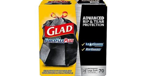 Glad ForceFlexPlus Drawstring Large Trash Bags, 30 gal, Black, 70/Box ...