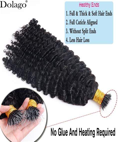 Dolago B C Kinky Curly F Tip Human Hair Extensions For Women Reusable