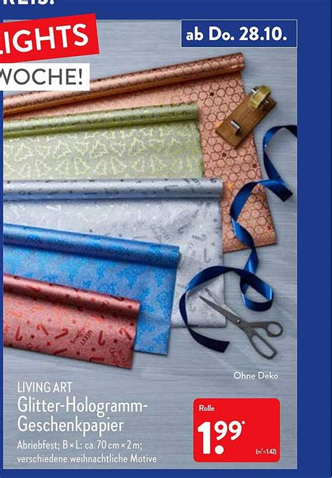 Living Art Glitter Hologramm Geschenkpapier Angebot Bei Aldi Nord