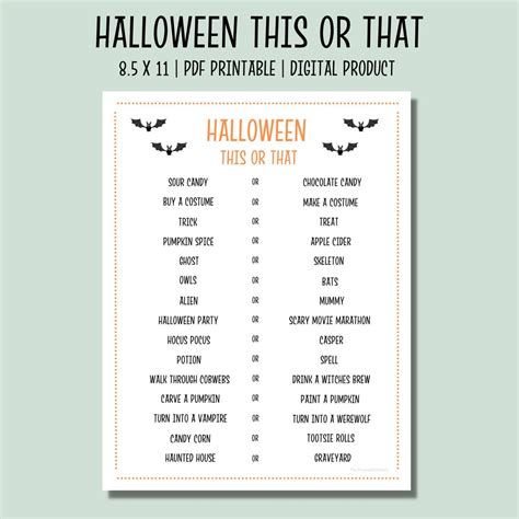 Halloween This or That Game Halloween Fun Party Game Halloween Would ...