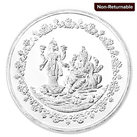 Buy Tanishq Silver Coin With Goddess Lakshmi Lord Ganesha Motif