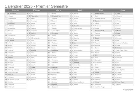 Calendrier Semestre Excel Penelope Peters