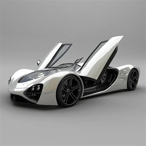 Premium Photo A Silver Sports Car With A Black Roof And A White Hood