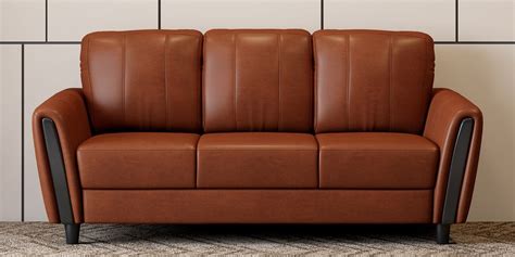 Buy Nadia Leatherette 3 Seater Sofas In Brown Colour At 45 OFF By