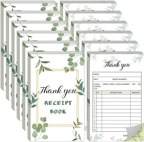 Amazon Harloon 12 Sets Thank You Receipt Book Invoice Book 3 4x5