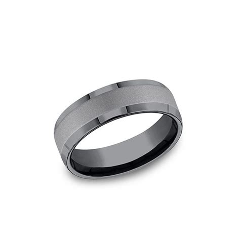 Mm Beveled Edge Satin Finished Tantalum Men S Wedding Band P