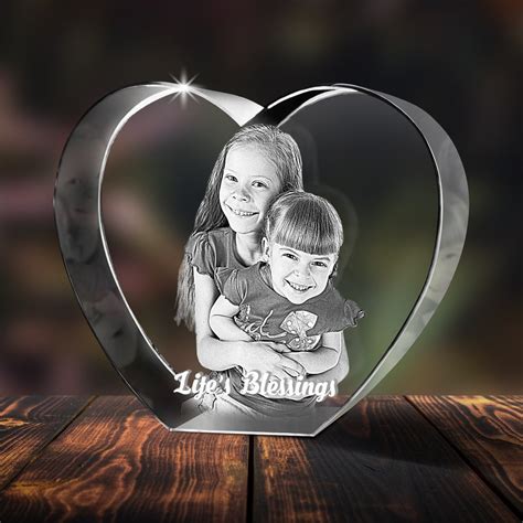 Heart Shaped 3d Crystal Engraved Photo 3d Personalized And Custom Heart