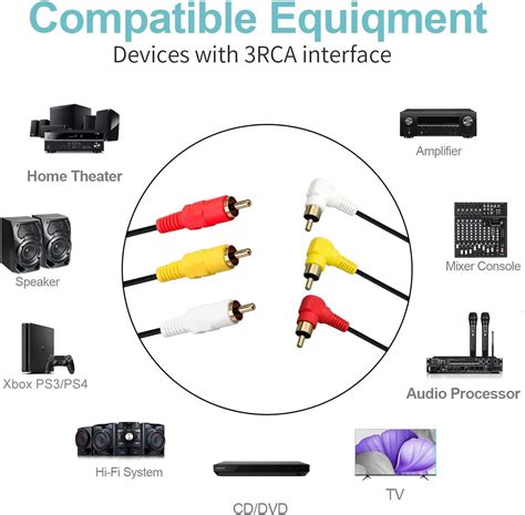 3 Cables RCA Chapado En Oro De 90 Grados Cable De Audiovideo RCA En