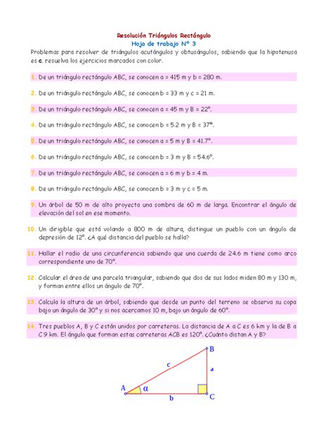 Tarea NÂ3 Tri Ãngulo rect Ãngulo Resolución Triángulos Rectángulo