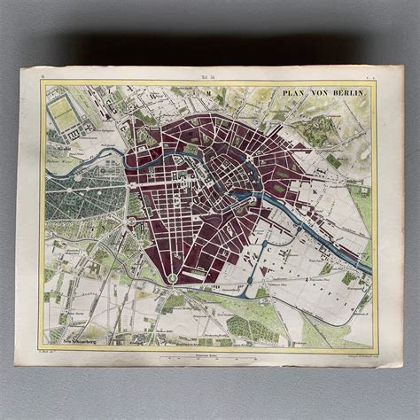 1851 German Vintage Map of Berlin. Plan Von Berlin Vintage City Map