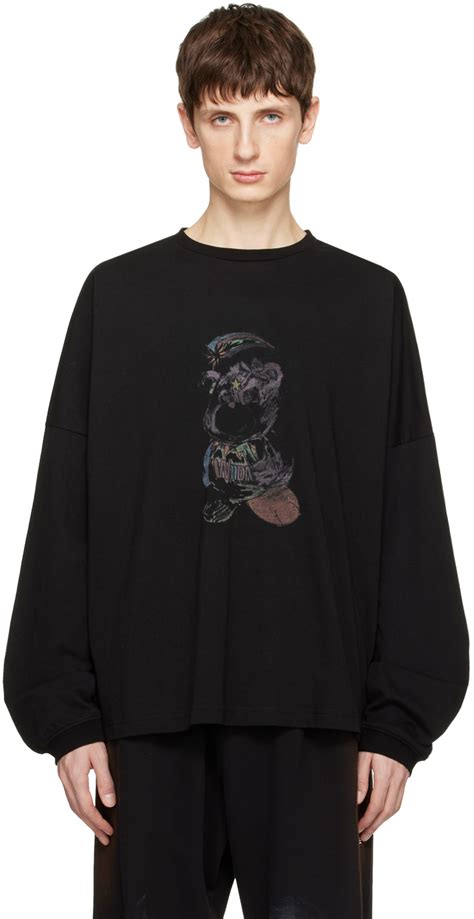 We11done Black Graphic Long Sleeve T Shirt Ssense Uk