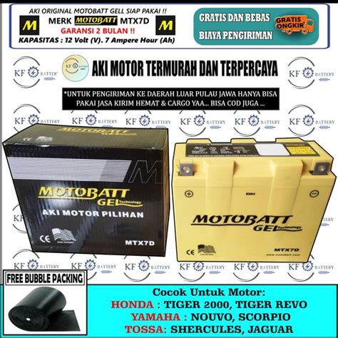 Jual Aki Motor Tiger Revo 200 Nouvo Z MTX7D MOTOBATT AKI GEL Di Lapak