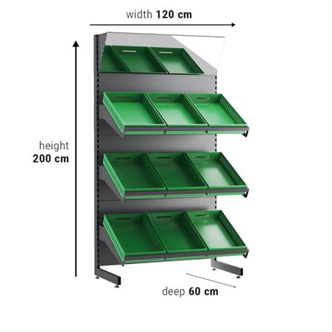 Single Sided Fruit And Vegetable Display Unit With Mirror