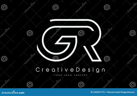 GR G R Letter Logo Design In White Colors Stock Vector Illustration