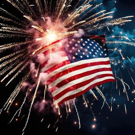 Premium AI Image Firework With USA Flag