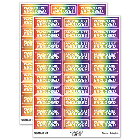 Packing List Enclosed Double Border Sticker Set Rainbow Matte