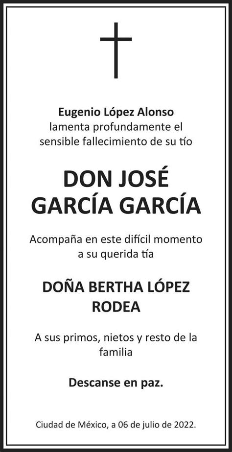 Don José García García Obituario Esquela