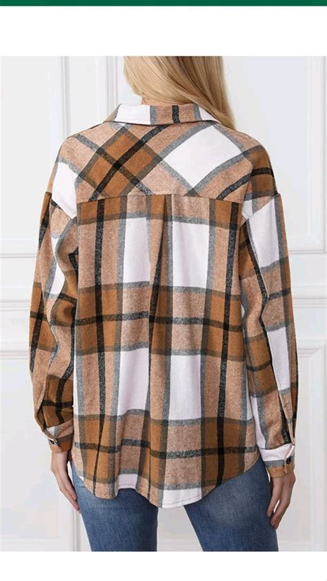 Automet Womens Casual Plaid Shacket Button Down Long Sleeve Shirts 2024 Flannel Women Long