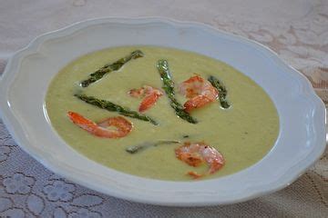 Gr Ne Spargelcremesuppe Mit Garnelen Von Buecherkruemel Chefkoch