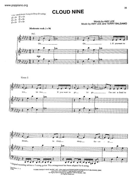 Evanescence Cloud Nine Sheet Music Pdf Free Score Download ★