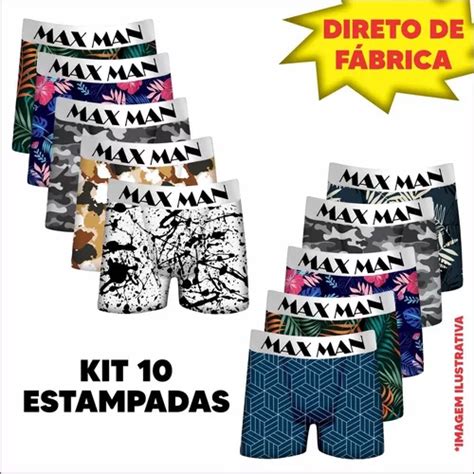 Kit 10 Cuecas Masculina Boxer Microfibra Forro Box Estampada