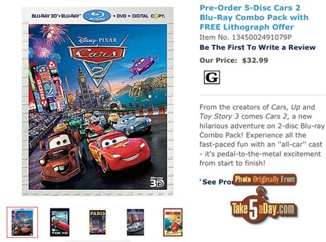 Disney Pixar CARS 2 Blu Ray & DVD Pre Order + Options | Take Five a Day